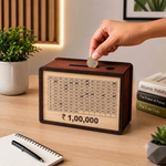 Wooden Money Saving Box for 1 Lakh Savings Challenge | Piggy Bank with Target Tracker Counter for Adults & Kids